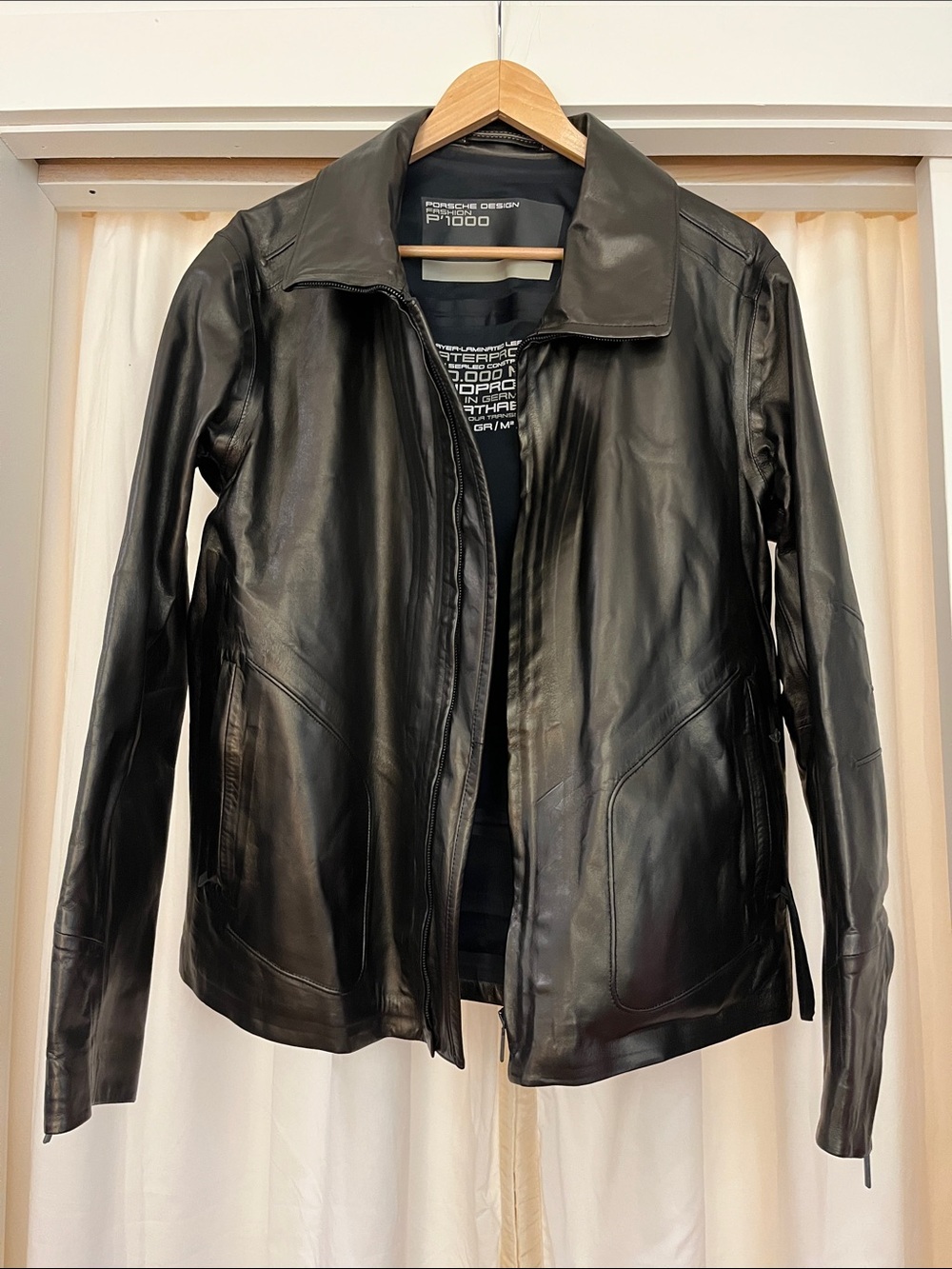 Porsche Design Black Leather Zip-Front Jacket